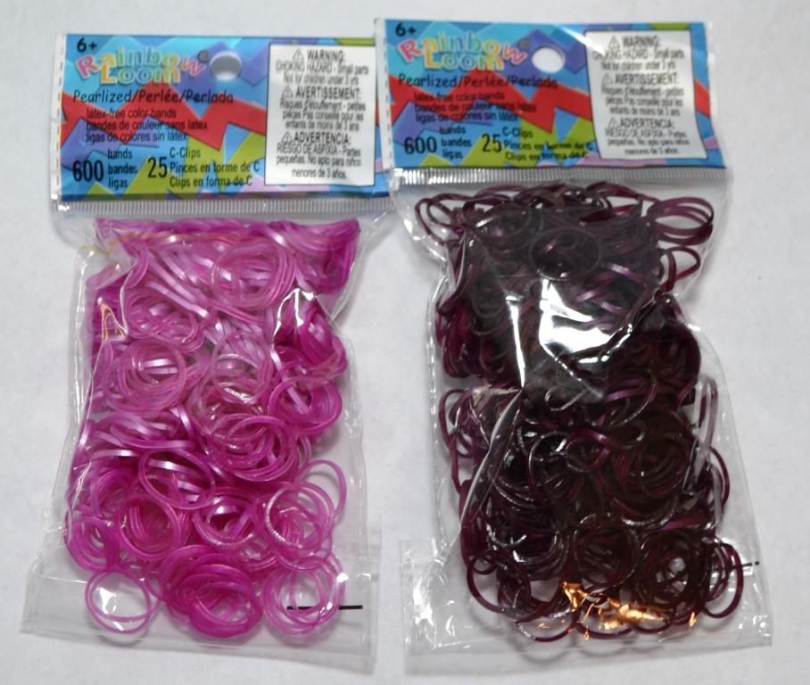 pearlized rainbow loom rubber band colors - hot pink and maroon ...